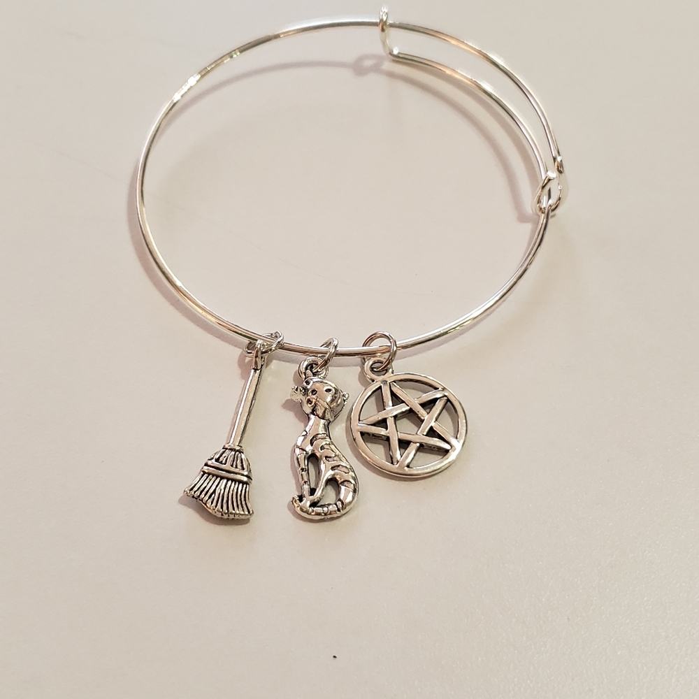 Halloween Broom Cat Pentagram Bracelet